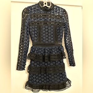 Self portrait Self-Portrait Star Lace Mini Dress in Black and Blue